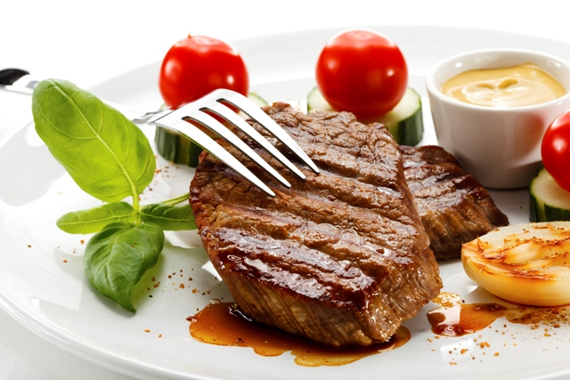 Grilled meat and vegetables