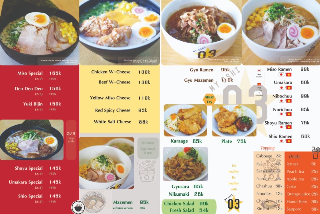 Menu đa dạng, giá cả hợp lý 